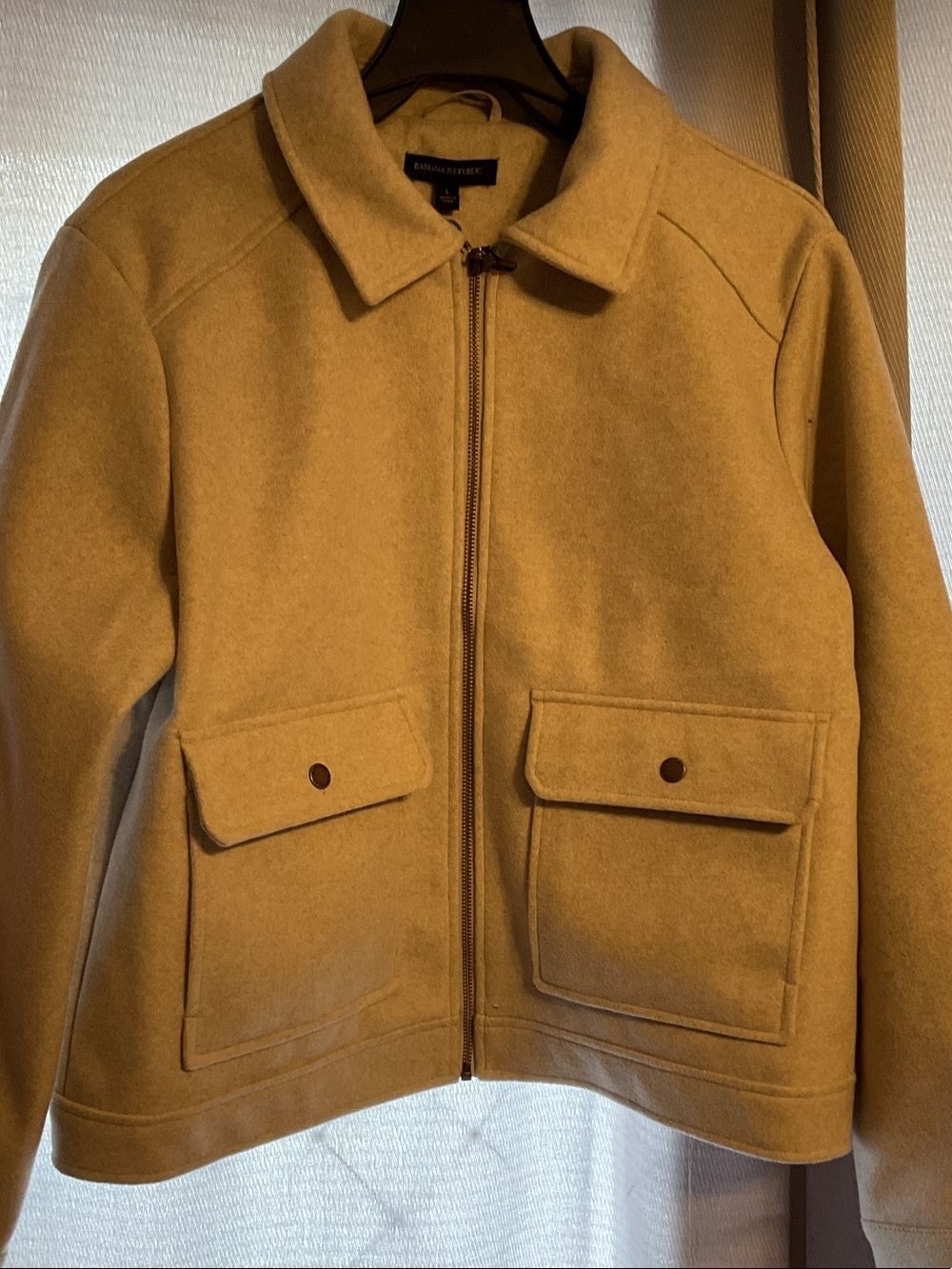 Banana Republic Tan Wool Blend Zip-Front Jacket